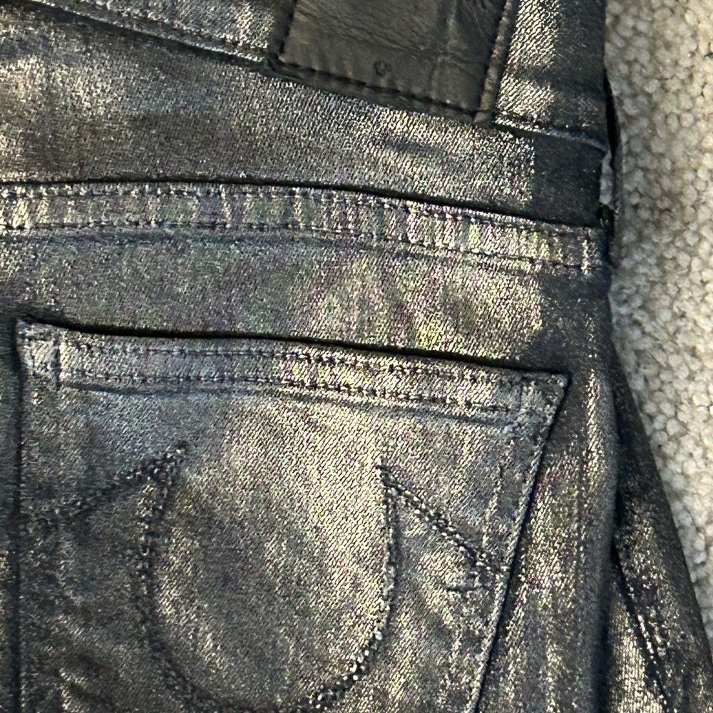 True Religion Metallic Mid Rise Super Skinny Jeans NWOT
